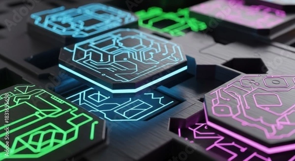 Obraz Advanced Microchips and Digital Intelligence on Circuit