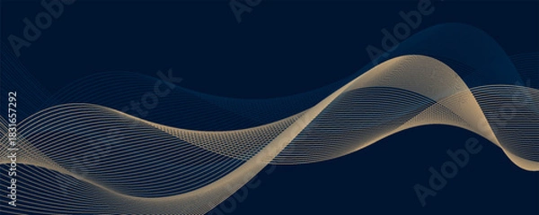 Fototapeta Modern golden wave on dark backgrounds. Thin line modern premium shape, premium curve glitter abstract gold