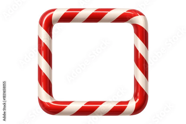 Fototapeta Candy cane square frame border transparent background