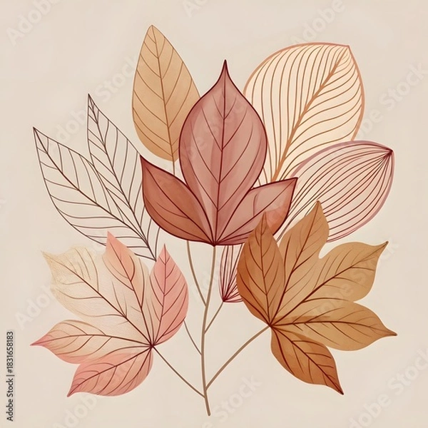 Fototapeta Seamless vector illustration pattern of autumn leaves foliage and maple leaf nature design for background