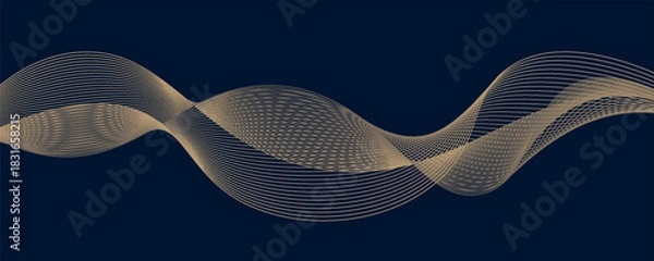 Fototapeta Modern golden wave on dark backgrounds. Thin line modern premium shape, premium curve glitter abstract gold
