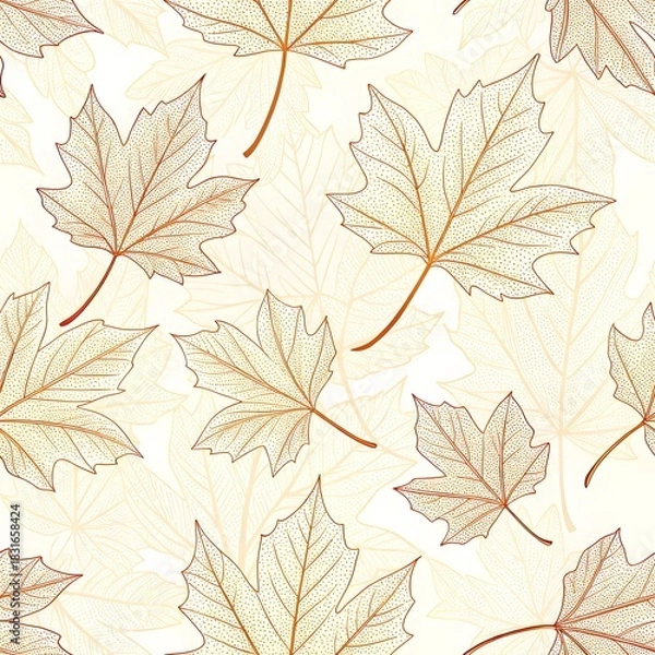 Fototapeta Seamless vector pattern of colorful autumn maple leaves illustration for nature wallpaper design