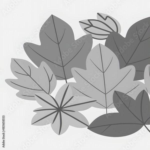 Fototapeta A seamless vector illustration of a floral pattern with leaves and flowers on a white background