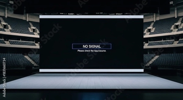 Fototapeta Large Screen in Stadium Showing No Signal Message.