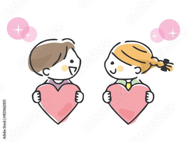 Obraz ハートを持つ子供のイラスト