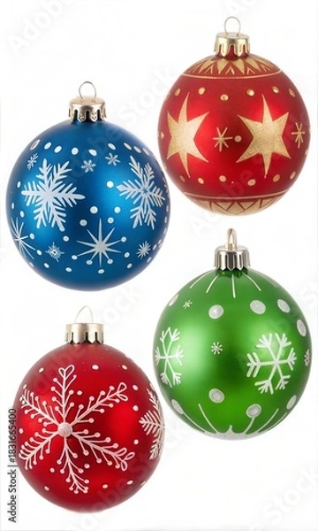 Fototapeta Set of Christmas ball decoration isolated on white background with clipping path.
