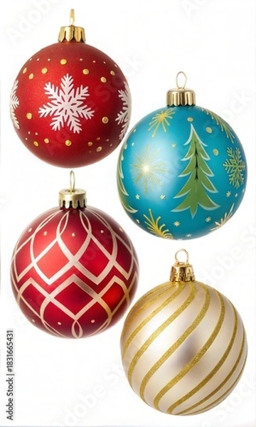 Obraz Set of Christmas ball decoration isolated on white background with clipping path.