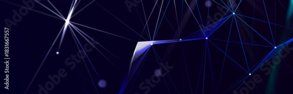 Fototapeta Abstract digital communication points. Technological background. Network connection structure. Color plexus effect. 3D