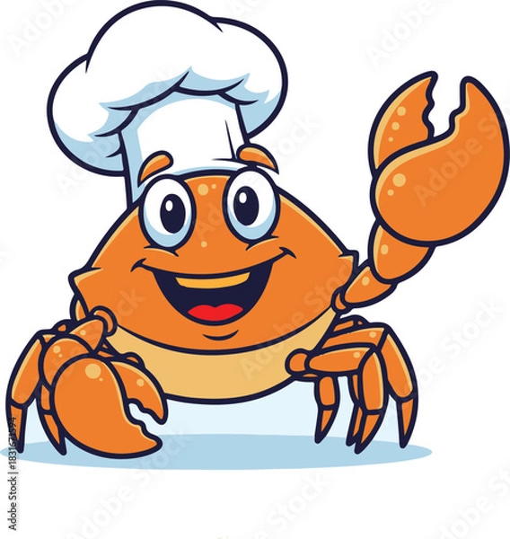 Obraz Cartoon Crab Chef Mascot Character With Chef Hat on White Background