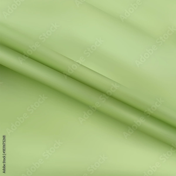 Fototapeta Green olive color silk fabric. Vector illustration with green olive color satin or silk fabric. Vector silk textile. eps 10