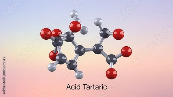 Fototapeta 3D molecular model with red and white atom spheres