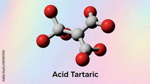 Fototapeta 3D molecular model with red and white atom spheres