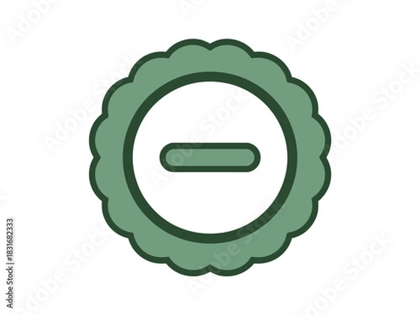 Obraz A simple green circular emblem with a minus symbol in the center denotes a negative or subtractive concept.