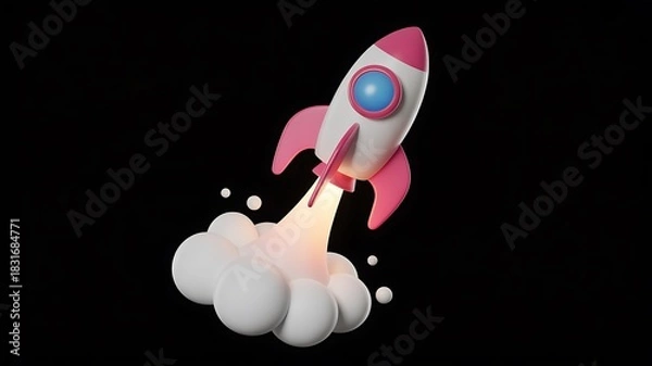 Fototapeta Space rocket illustration with simple vector design