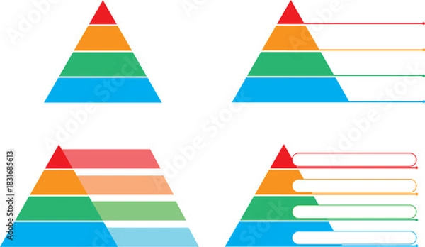Fototapeta ヒエラルキー　階級　ピラミッド　アイコン　セット　4段