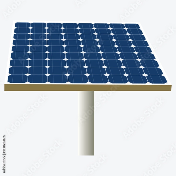 Fototapeta Blue solar panels vector illustration  convert sunlight into clean electric power, showcasing photovoltaic technology for renewable energy and a greener environment isolated on white background.