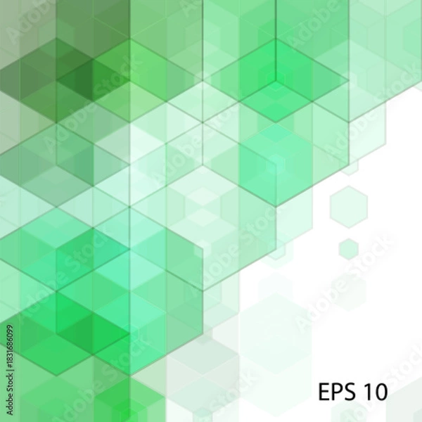 Fototapeta Green hexagon background, pattern, hexagon wallpaper. Vector illustration.