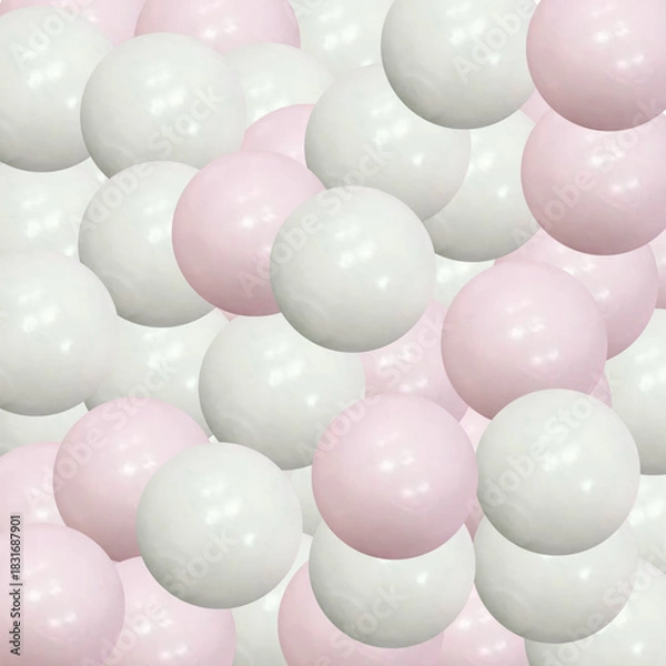 Fototapeta 3D ball render composition. Pink and white balls. vector. eps 10