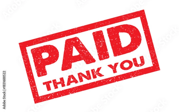 Obraz PAID Rubber Stamp Red Ink Grunge Seal Vector Invoice Bill Receipt Financial Transaction