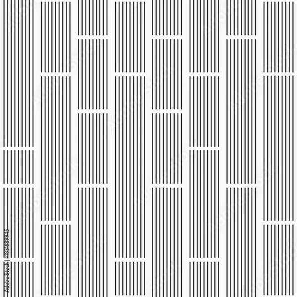 Fototapeta Vector seamless pattern with striped rectangles. Geometric stried seamless pattern. Black lines isolated on white background. Black and white vector pattern.