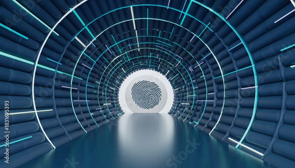 Fototapeta Digital Tunnel Fingerprint Security
