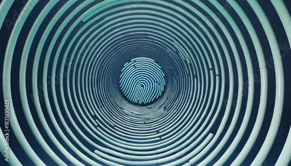 Fototapeta Digital Fingerprint Security Tunnel