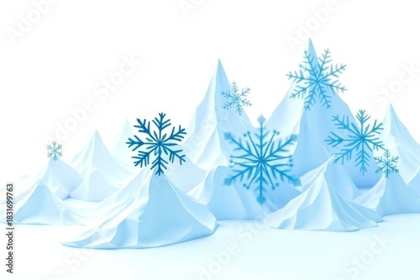 Fototapeta A mountain range covered in snow with a few snowflakes scattered around