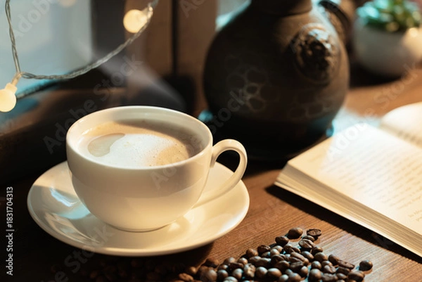 Fototapeta Warm Coffee Cup on Table