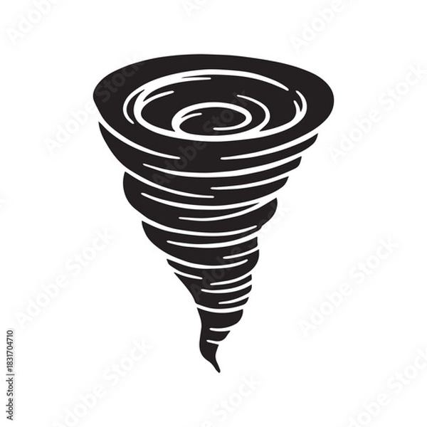 Fototapeta Stylized Black and White Tornado or Whirlwind Icon Showing a Powerful Rotating Funnel.