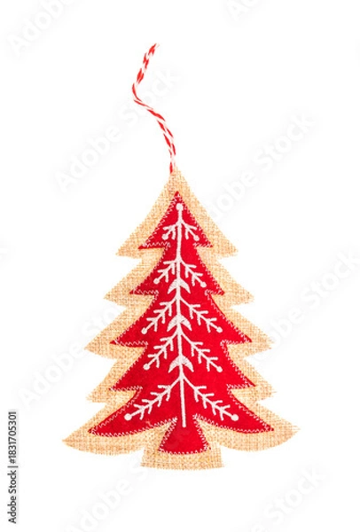 Obraz shape of pine tree christmas decoration isolated on white background