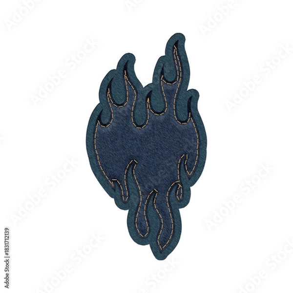 Fototapeta Denim Flame Embroidered Patch