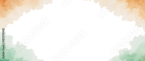 Fototapeta Watercolor Indian flag colors abstract frame background with copy space. png, Republic, Day, 26, january,