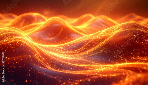 Obraz 黄金の光の帯が交差する幻想的な波状パターン