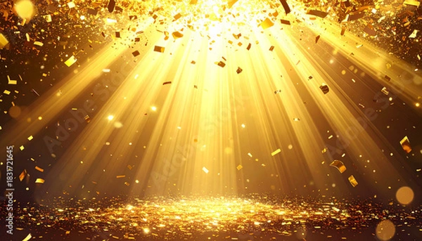 Obraz 中心から放たれる金色の紙吹雪