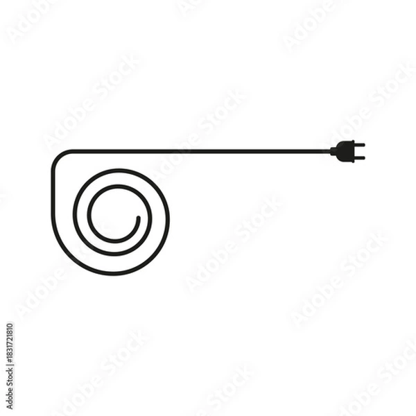 Obraz Electrical power plug with a long round wire. Vector illustration.