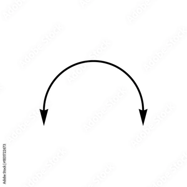 Obraz Dual semi circle thin arrow. Vector illustration. Semicircular curved thin long double ended arrow.