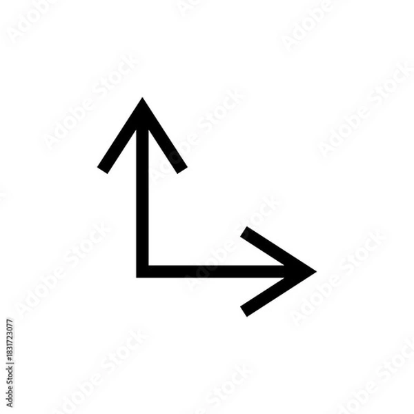 Obraz Two arrows different directions. Vector icon. Two double straight arrows pointing in opposite directions.