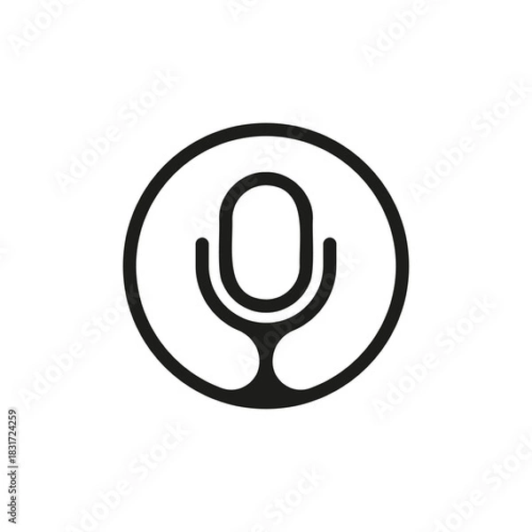 Obraz Microphone logo and icon. Vector illustration on white background.