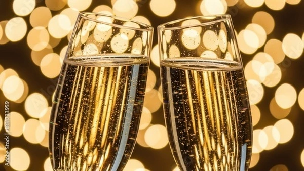 Fototapeta Golden Bubbly Toast for a Festive Sparkling Occasion
