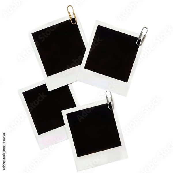 Obraz Blank Polaroid Frames with Paper Clips