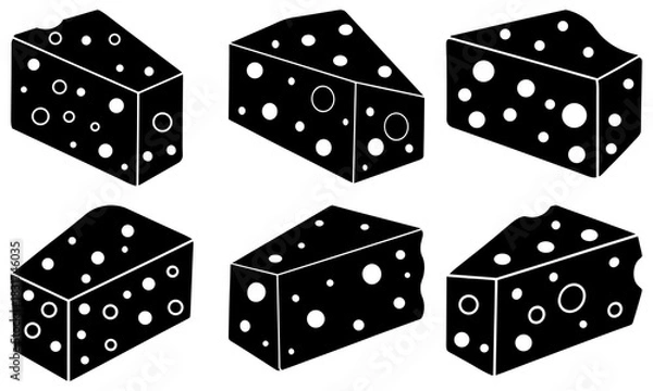 Obraz Delicious cheese wedges assortment, perfect for food blogs, menus, and culinary projects. Fresh, simple, and tasty snack icons for your design needs