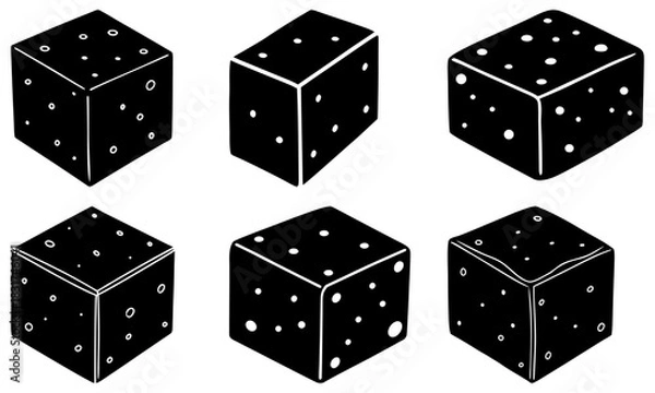 Fototapeta Delicious dessert concept: Black and white sugar cubes, perfect for baking illustrations, candy designs, and sweet treats, scalable vector graphic