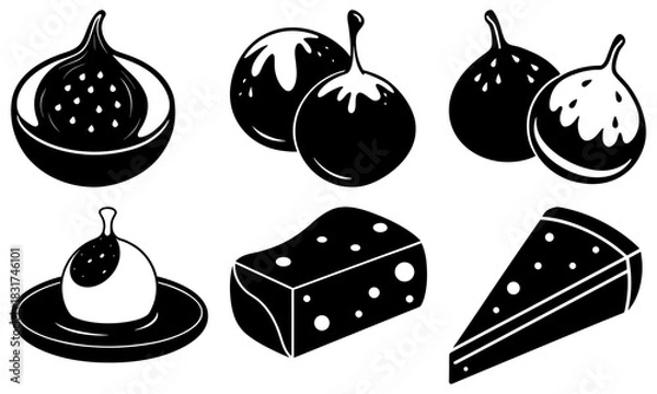 Fototapeta Delicious Figs and Cheese Assortment: A Culinary Delight for Food Lovers, Perfect for Restaurant Menus and Gourmet Presentations! Modern, Elegant Food Still Life
