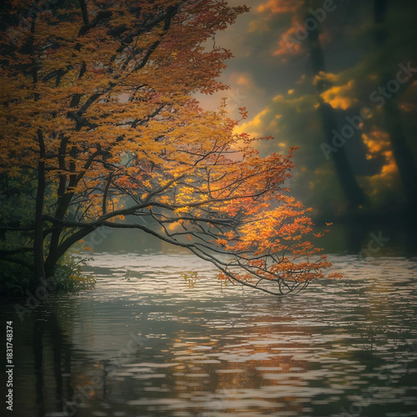 Fototapeta sunset on the river