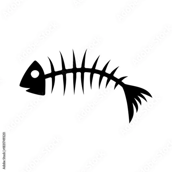 Obraz Fish skeleton silhouette. Vector illustration.