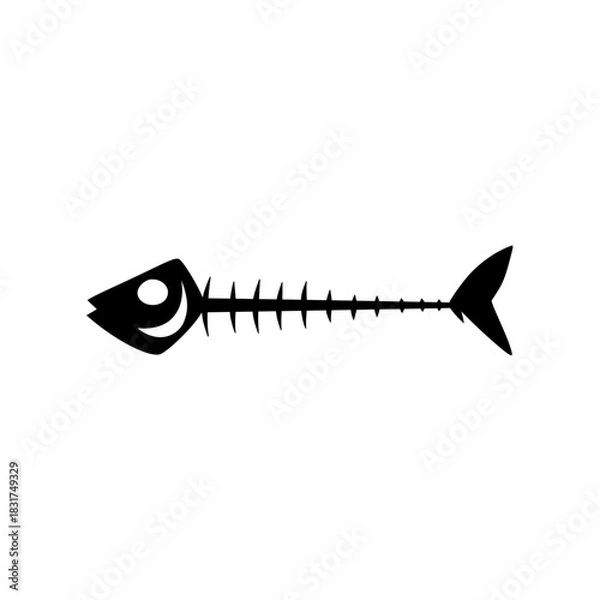 Obraz Fish skeleton silhouette. Vector illustration.