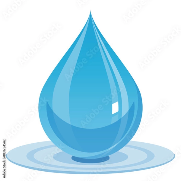 Obraz 水面に広がる波紋と落ちる水滴のシンプルなベクターイラスト