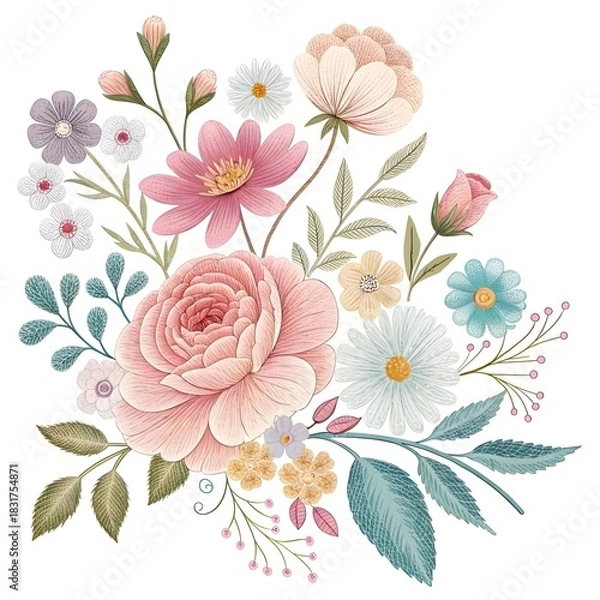 Obraz magnificent floral gradient embroidery pattern