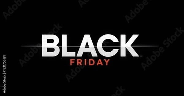 Fototapeta Bold white black friday text with red friday below on a dark background