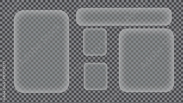 Fototapeta Liquid glass smartphone interface isolated. White ui light frame square banner with shine stroke. Control center widget for smartphone and web app, vector illustration.